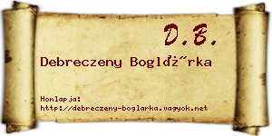 Debreczeny Boglárka névjegykártya