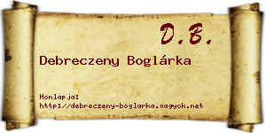 Debreczeny Boglárka névjegykártya